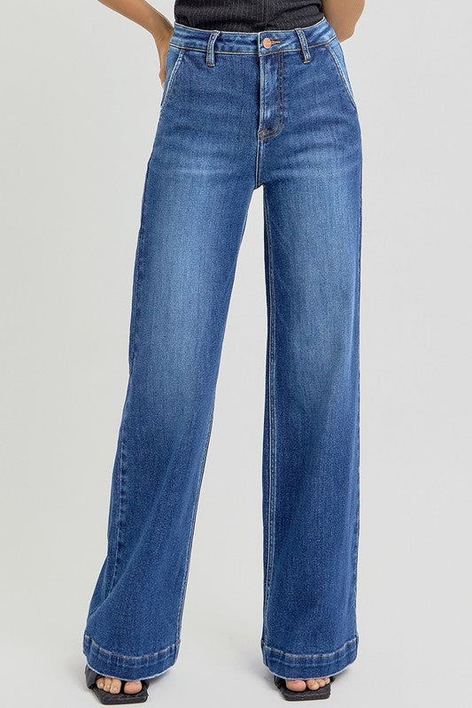 Outfit Flow - RISEN Full Size High Rise Wide Leg Jeans with Slanted Pockets