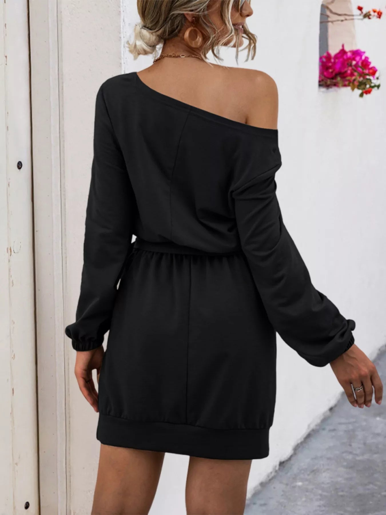 One Shoulder Tie Waist Dress OutfitFlow