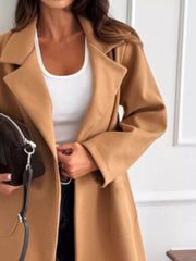 Long-Sleeve Single-Breasted Trench Coat Trendsi