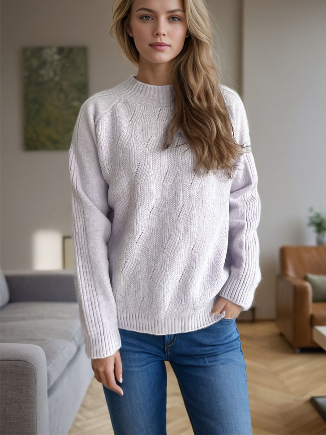 Outfit Flow - Mock Neck Long Sleeve Sweater