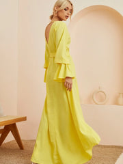 Ruffled Wrap Maxi Dress with Bell Sleeves OutfitFlow