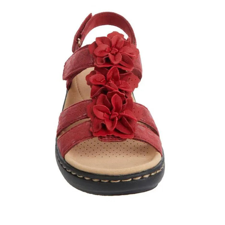 Open Toe Wedge Sandals Burgundy OutfitFlow