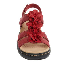 Open Toe Wedge Sandals Burgundy OutfitFlow