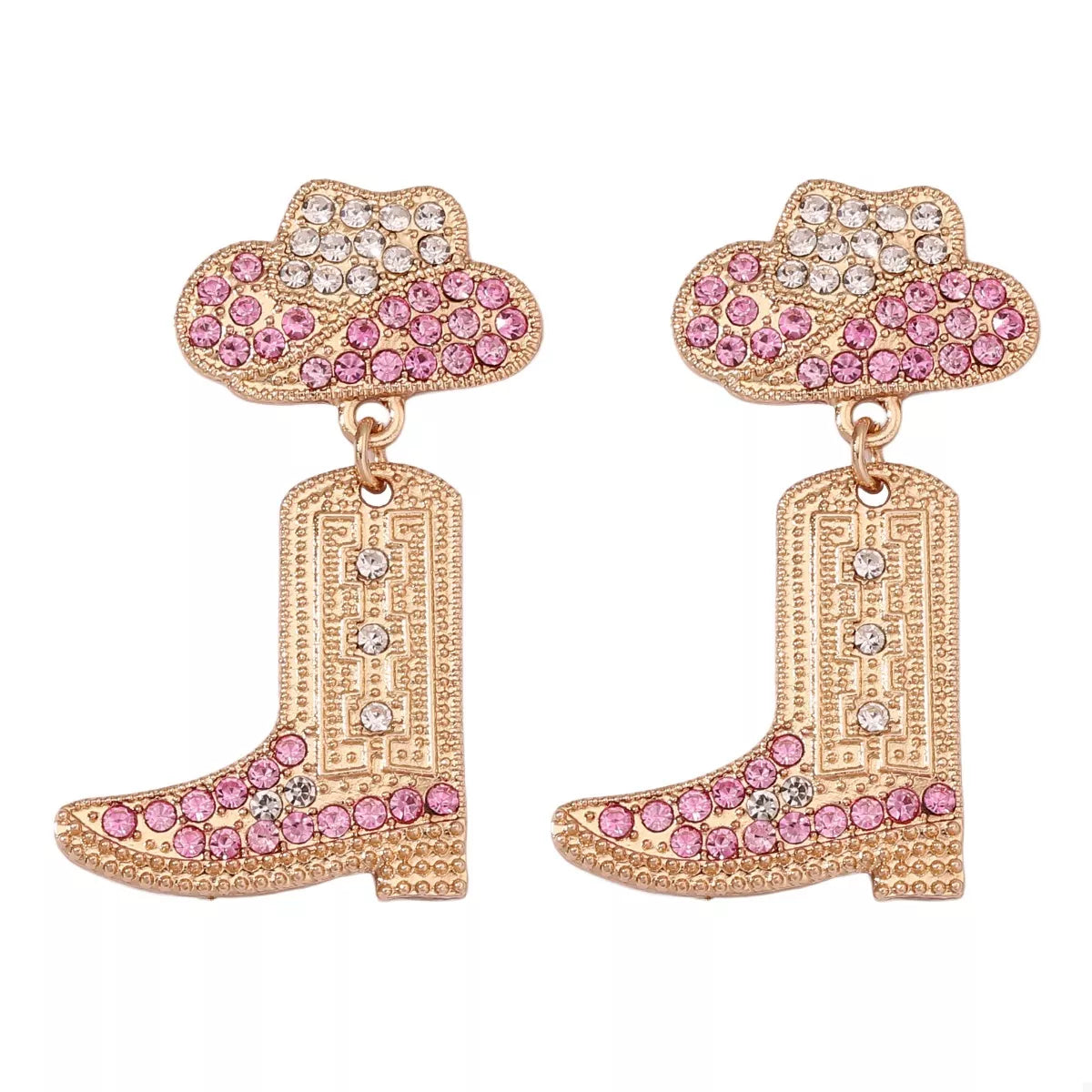 Rhinestone Cowboy Boot Dangle Earrings OutfitFlow