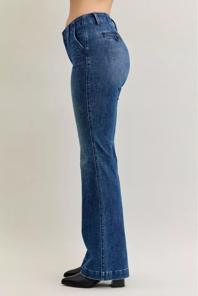Judy Blue Full Size Mid Rise Bootcut Jeans with Welt Pockets Plus Size OutfitFlow