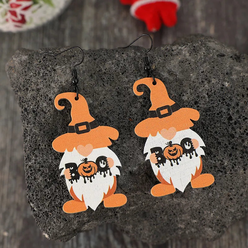 Wooden Dwarfs Pumpkin Dangle Earrings OutfitFlow