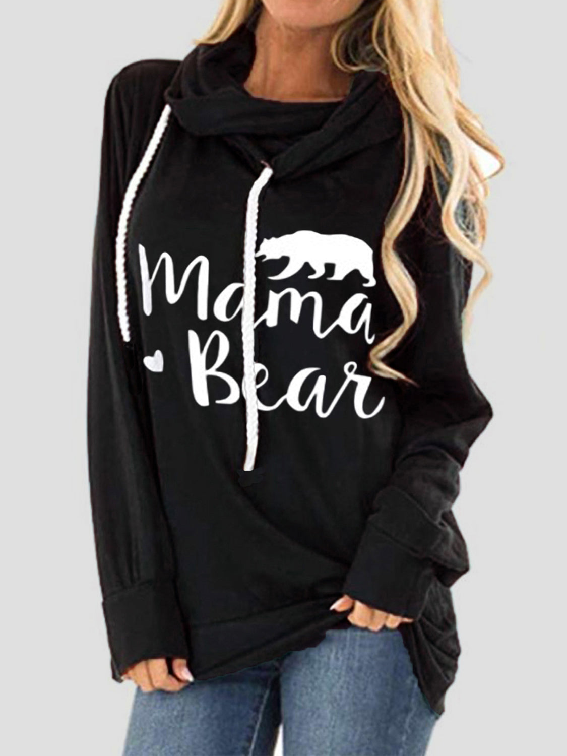 Outfit Flow - Drawstring Letter Graphic Long Sleeve Hoodie