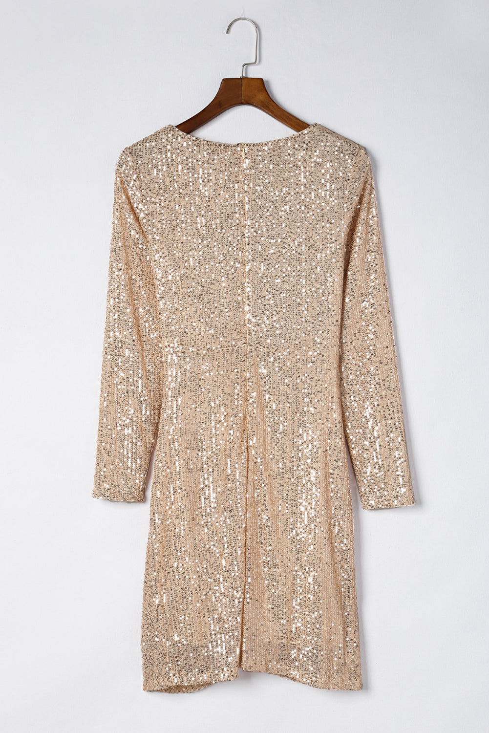 Outfit Flow - Sequin Knot Round Neck Long Sleeve Mini Dress