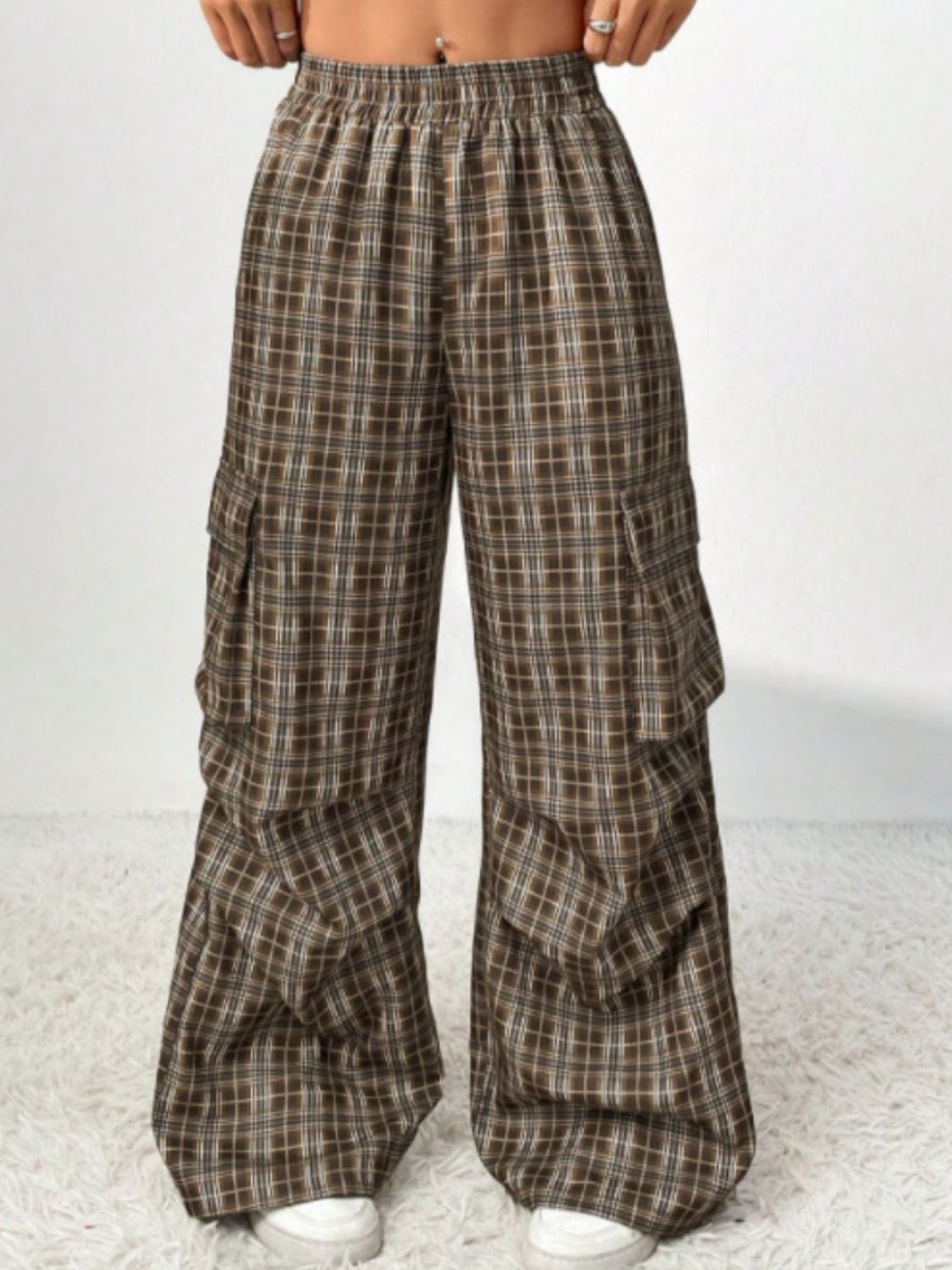 Outfit Flow - Plaid Wide Leg Pants with Pockets