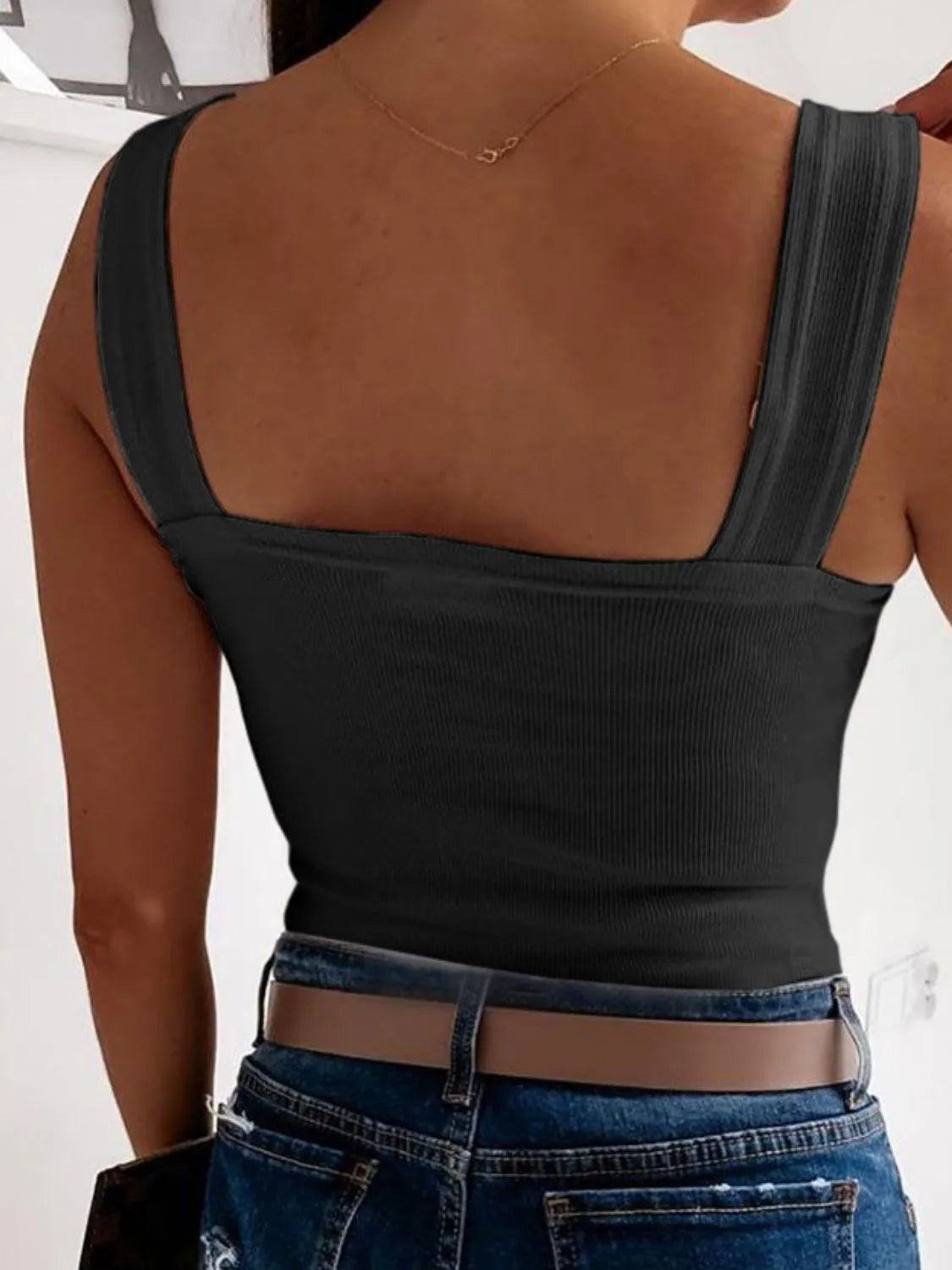 Square Neck Wide Strap Tank OutfitFlow