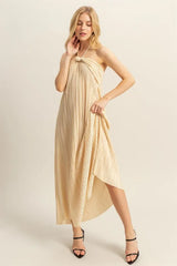 HYFVE Knotted Detail Halter Neck Flowy Maxi Dress OutfitFlow