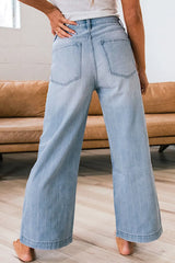 Wide Leg Button Fly Jeans OutfitFlow