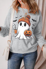 Outfit Flow - Ghost Round Neck Long Sleeve Sweatshirt