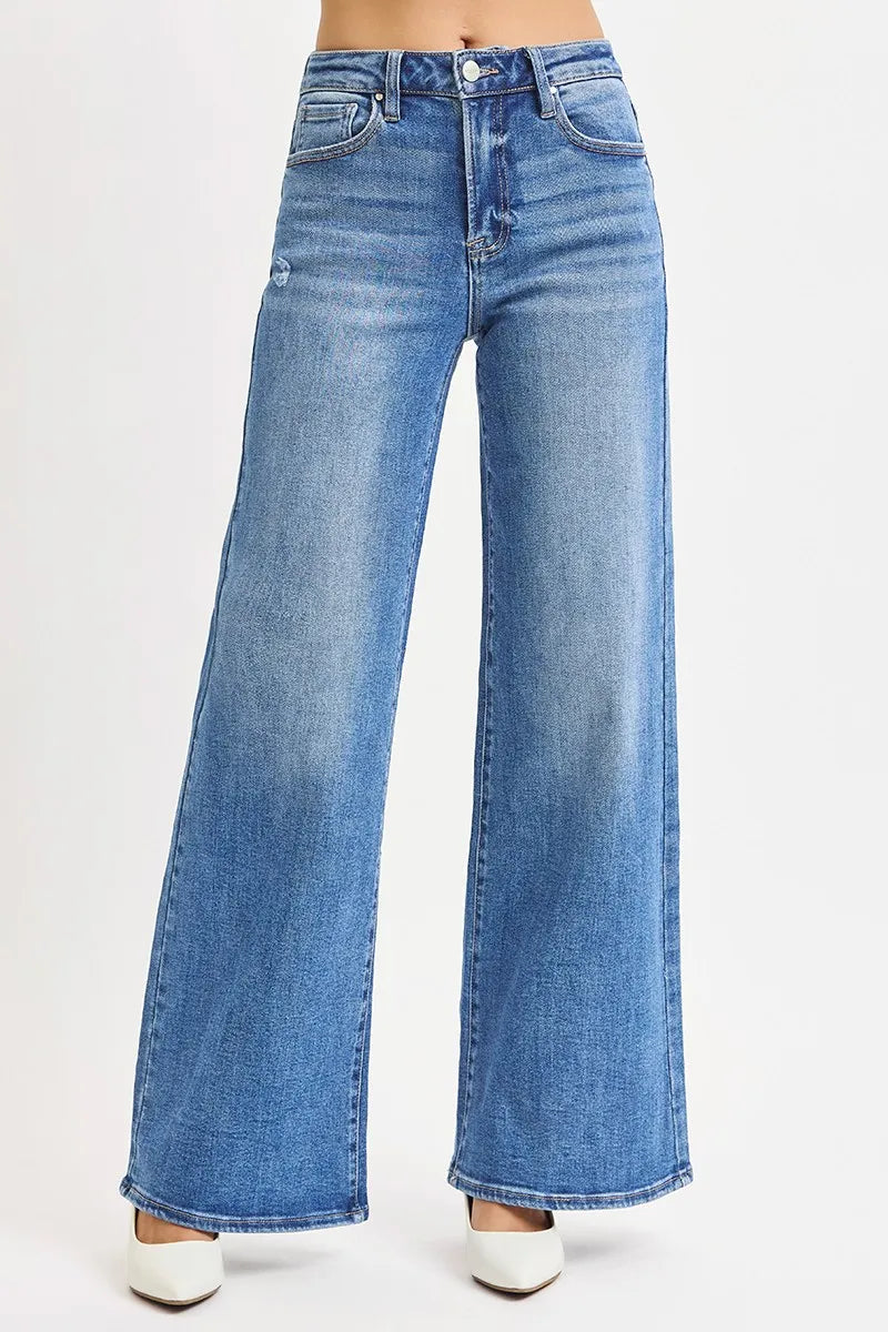 RISEN Full Size High Rise Wide Leg Jeans Plus Size OutfitFlow