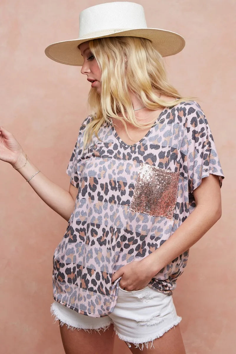 BiBi Leopard Stripe Printed Jersey T-Shirt OutfitFlow