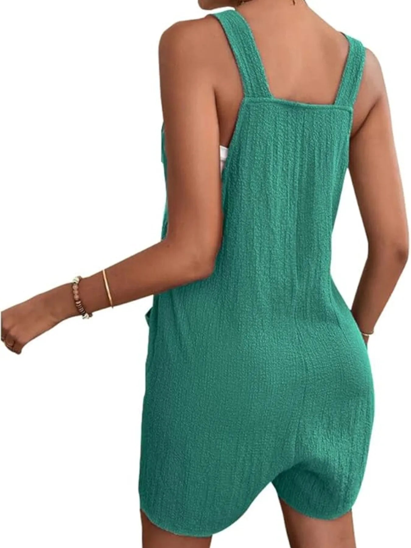 Full Size Knot Strap Romper with Pockets Plus Size OutfitFlow
