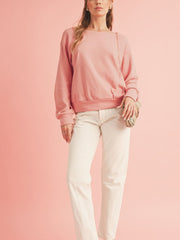 Outfit Flow - Bow Cutout Round Neck Long Sleeve Sweatshirt