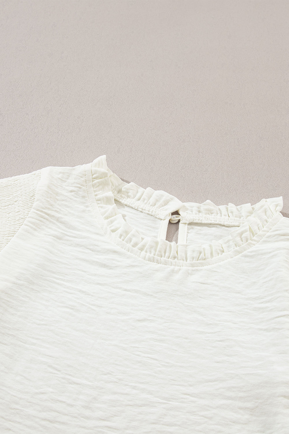 Frill Mock Neck Ruffled Balloon Sleeve Blouse OutfitFlow