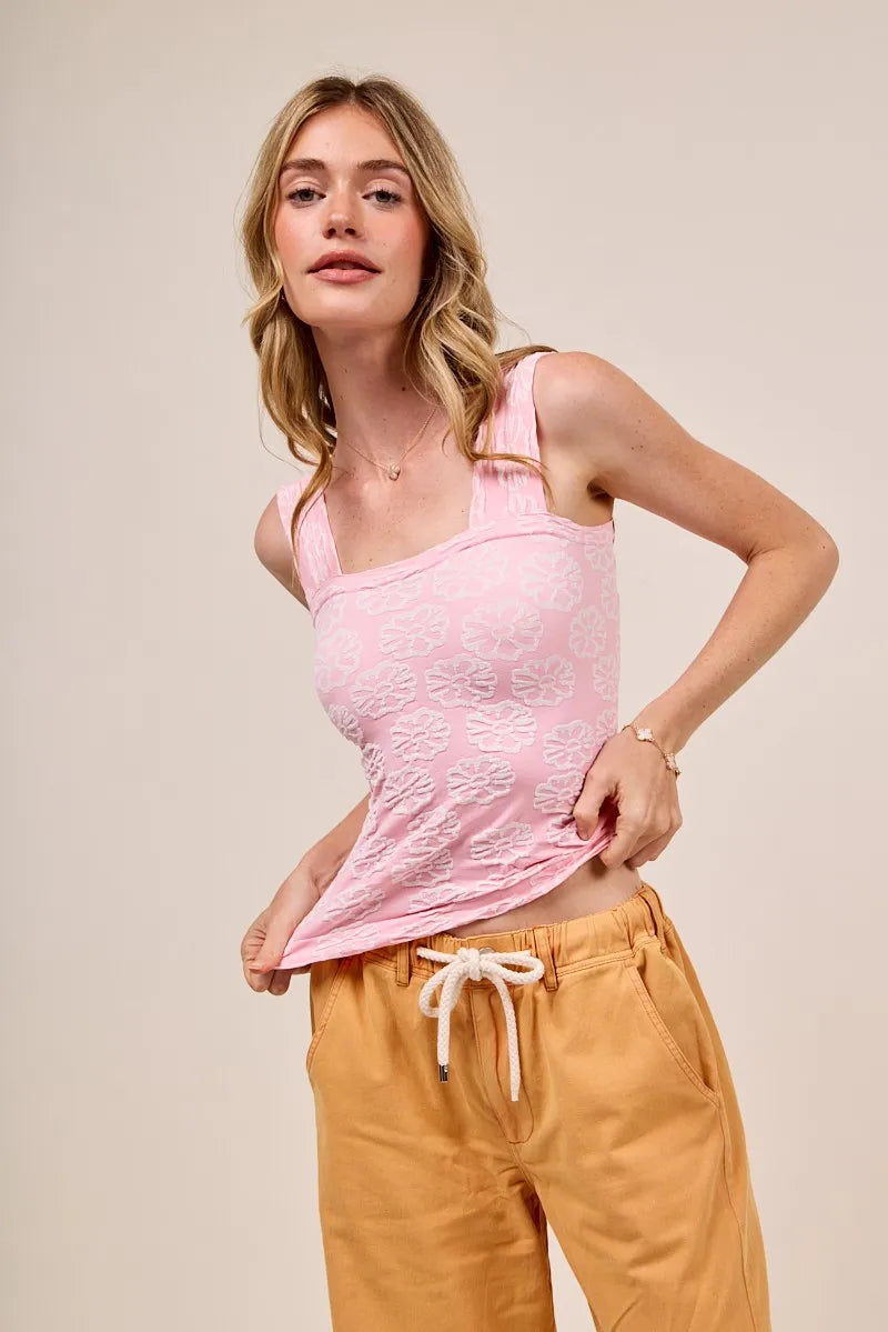 SO ME Two Tone Floral Seamless Tank Top OutfitFlow