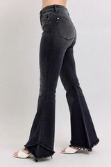 Judy Blue Full Size High Waist Flare W/ Mock Fray Tulip Hem Plus Size OutfitFlow