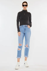 Kancan High Rise Distressed Mom Jeans OutfitFlow