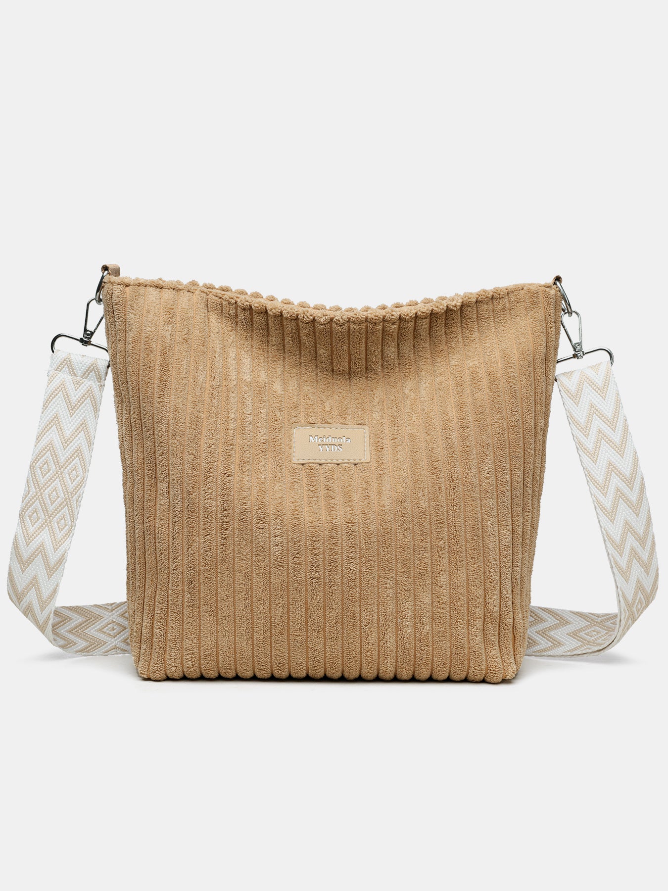 Corduroy Solid Color Crossbody Bag with Removable Strap OutfitFlow