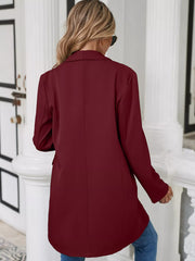 Lapel Collar Long Sleeve Blazer OutfitFlow
