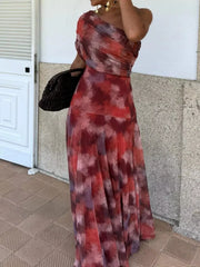 Printed Short Sleeve Maxi Dress OutfitFlow