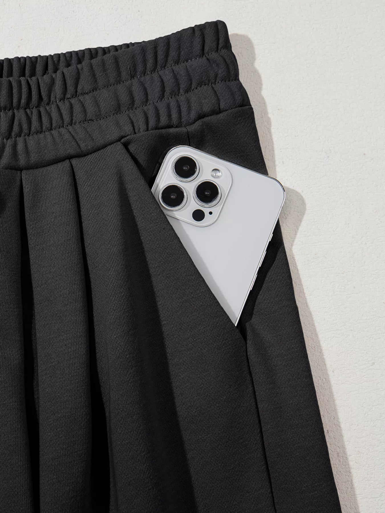 Tied Elastic High Waist Pleated Detail Solid Sweatpants OutfitFlow