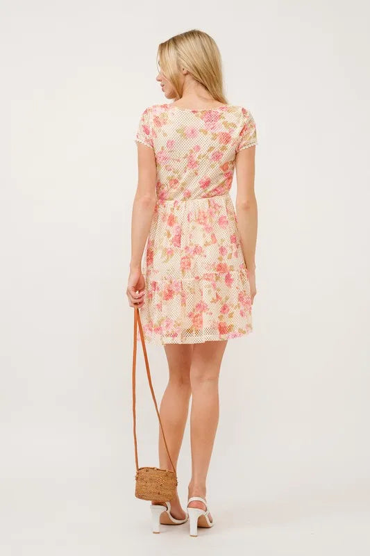 And The Why Square Neck Tiered Floral Fishnet Dress OutfitFlow
