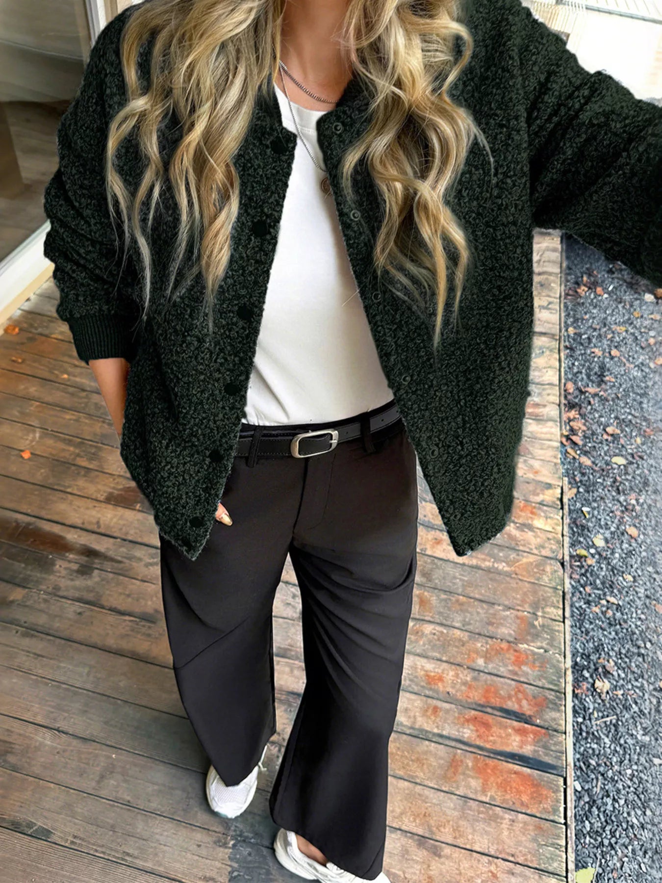 Snap Down Dropped Shoulder Jacket OutfitFlow
