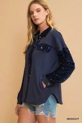 Umgee Sequined French Terry Jacket OutfitFlow