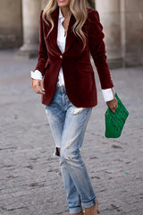Lapel Collar One Button Blazer OutfitFlow