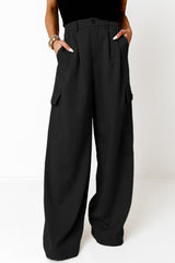 Outfit Flow - Ruched Wide Leg Pants with Pockets