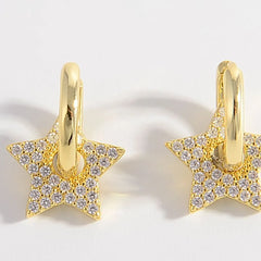 925 Sterling Silver Zircon Star Earrings OutfitFlow