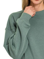 Zenana Fleece Round Neck Sweatshirts OutfitFlow
