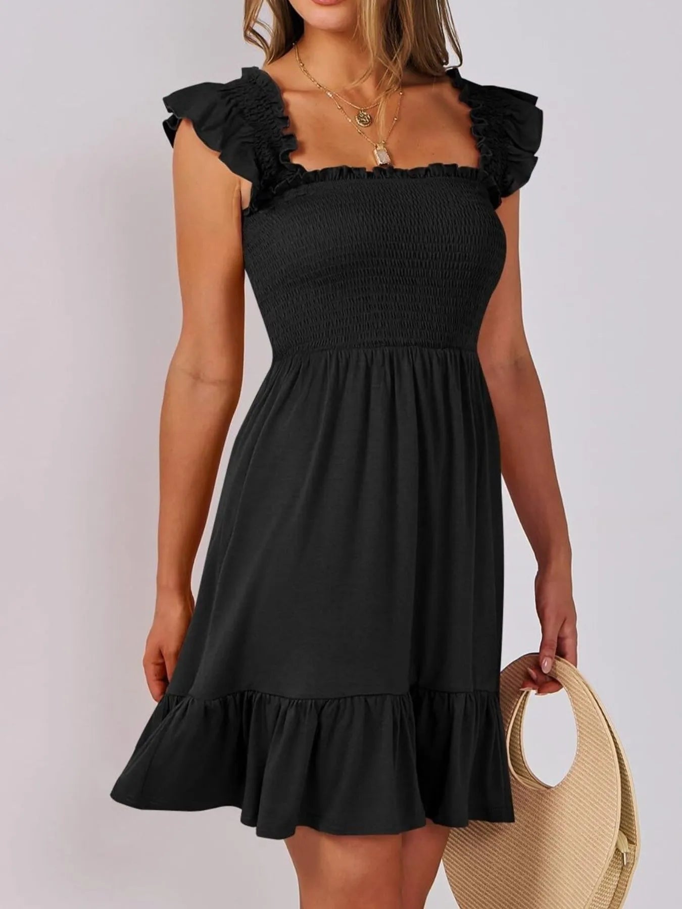 Ruffled Hem Smocked Cami Dress OutfitFlow
