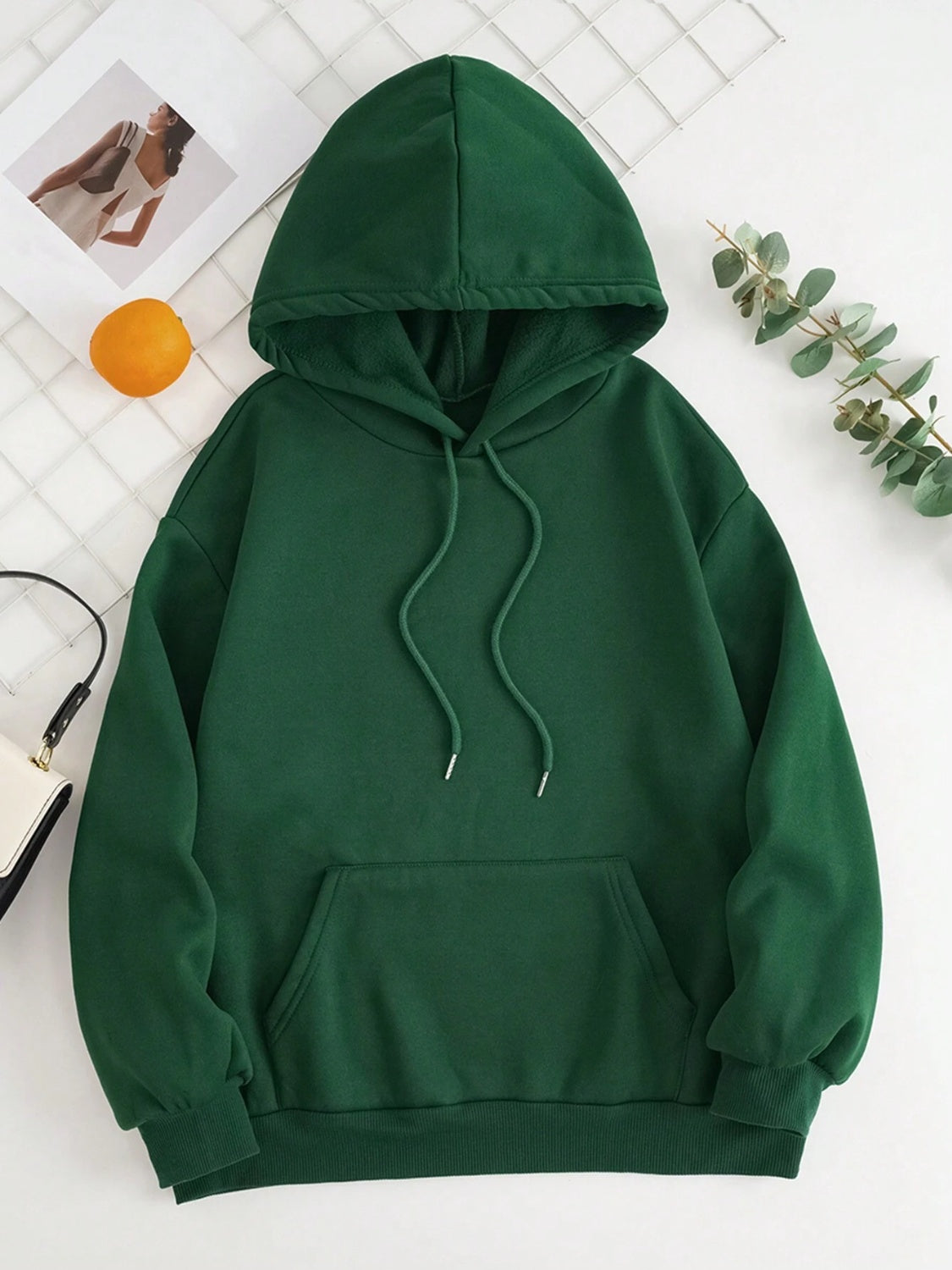 Drawstring Dropped Shoulder Hoodie OutfitFlow