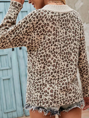 Leopard V-Neck Long Sleeve Sweater OutfitFlow