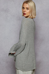 POL Oversized V-Neck Knit Top OutfitFlow