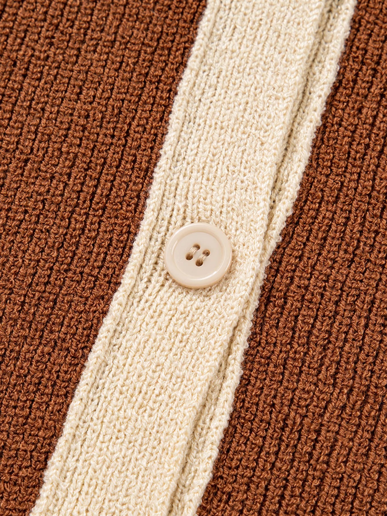 Contrast Knit V Neckline Cardigan OutfitFlow