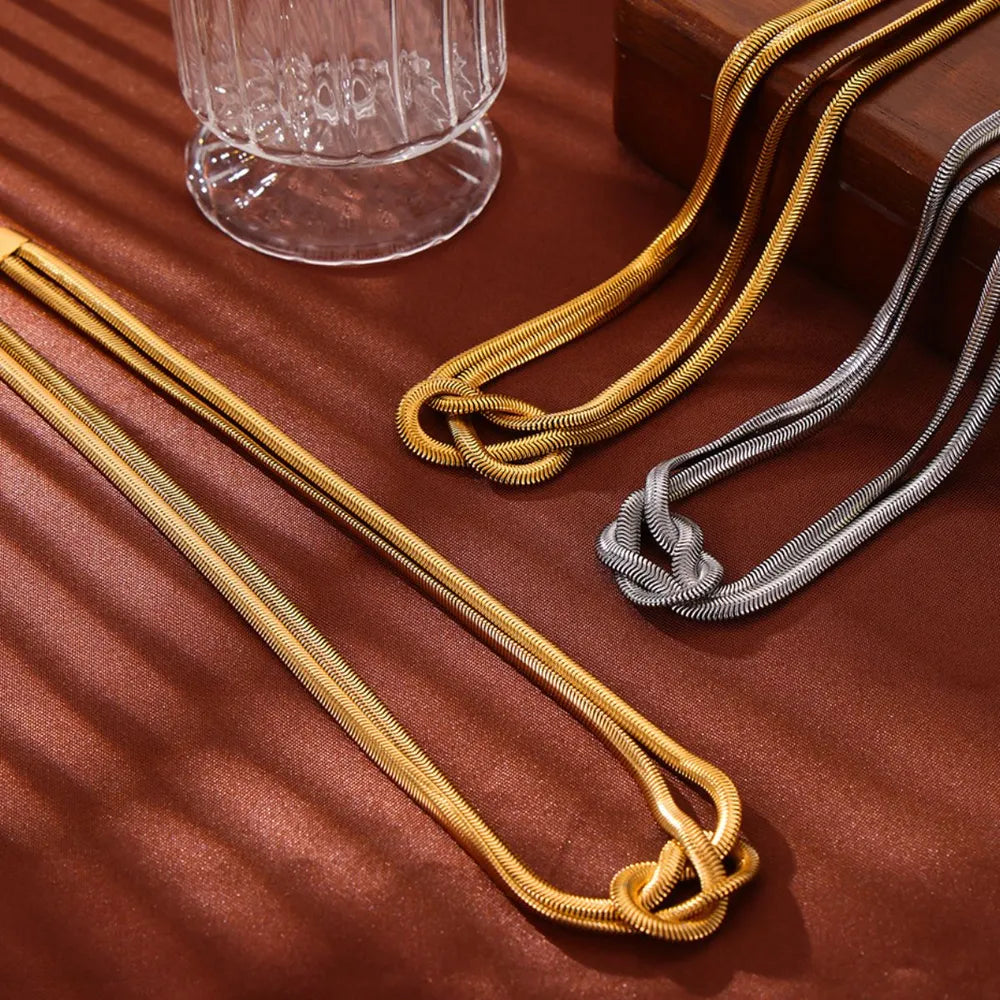 Titanium Steel Knot Necklace OutfitFlow