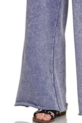 Zenana Acid Wash Fleece Palazzo Sweatpants with Pockets OutfitFlow