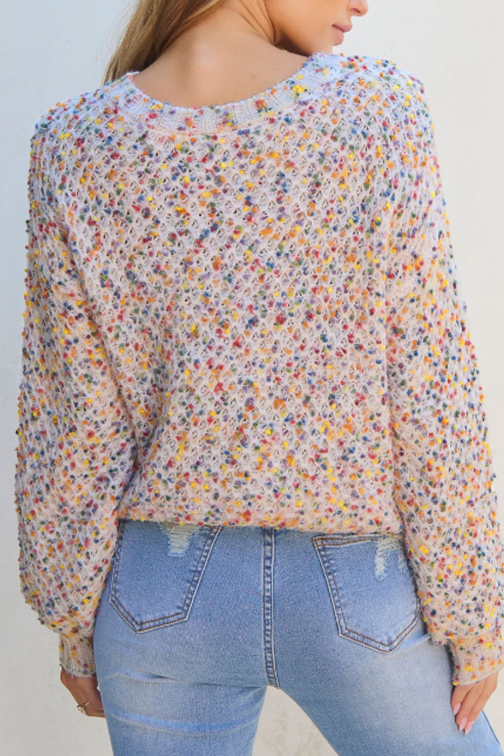 Outfit Flow - Confetti Round Neck Long Sleeve Sweater