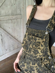 Leopard Print Denim Overall Dress OutfitFlow