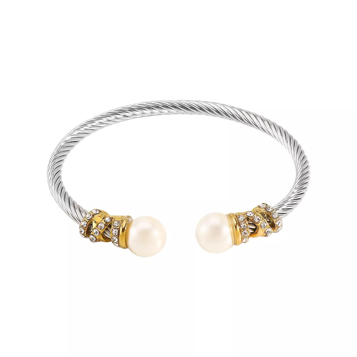 Synthetic Pearl Stainless Steel Bracelet OutfitFlow