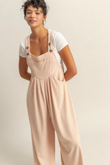 HYFVE Pleated Detail Front Pocket Wide Strap Overalls OutfitFlow