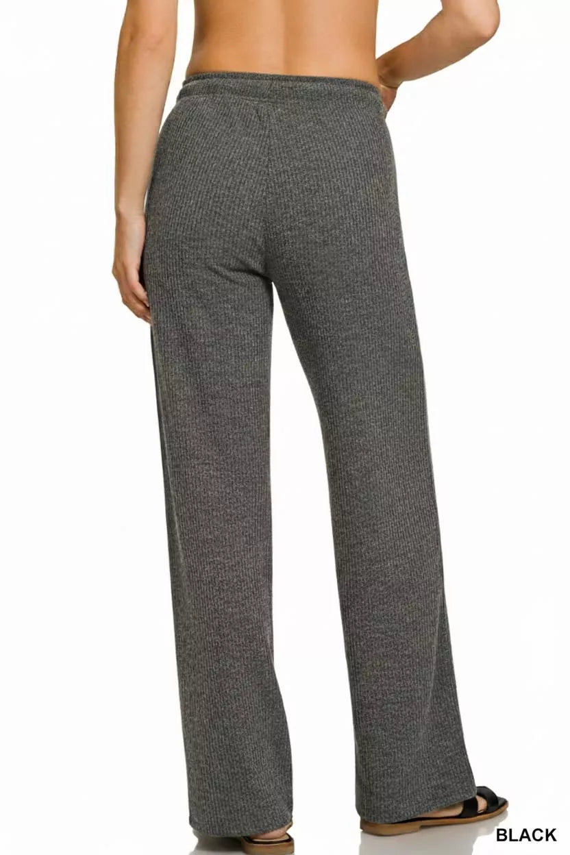 Zenana Ribbed Drawstring Lounge Pants OutfitFlow