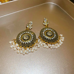 Rhinestone Alloy Bead Dangle Earrings OutfitFlow