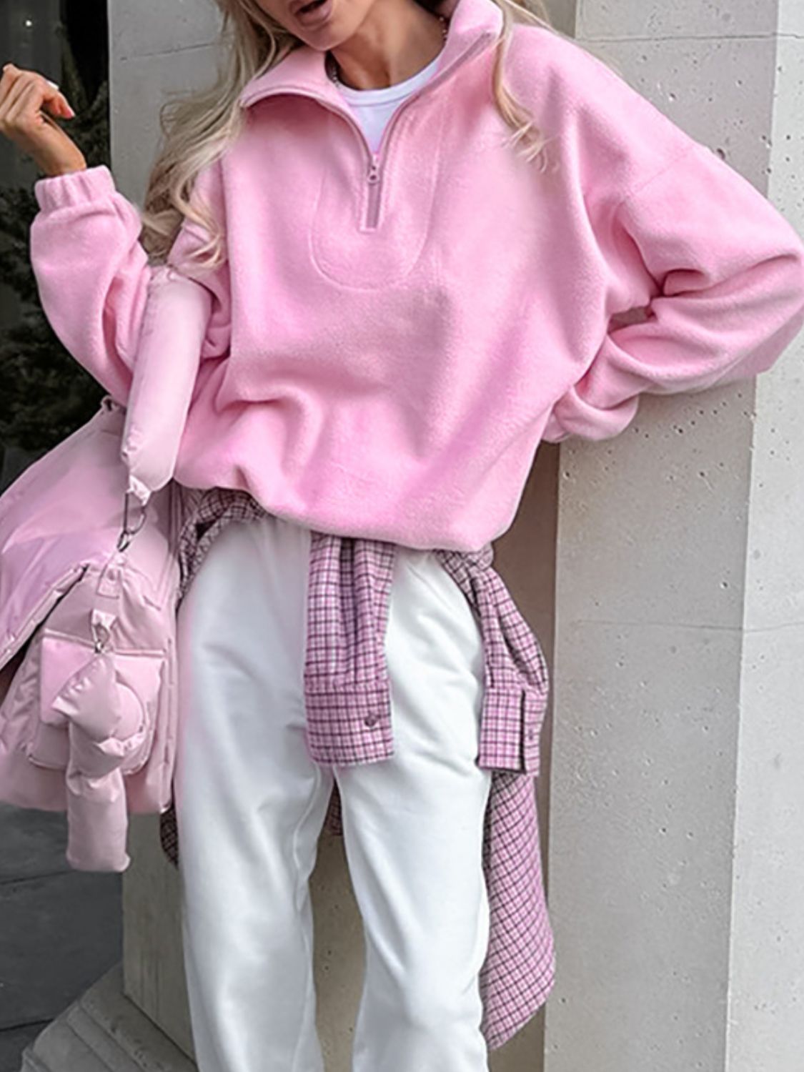 Quarter Zip Long Sleeve Sweatshirt OutfitFlow